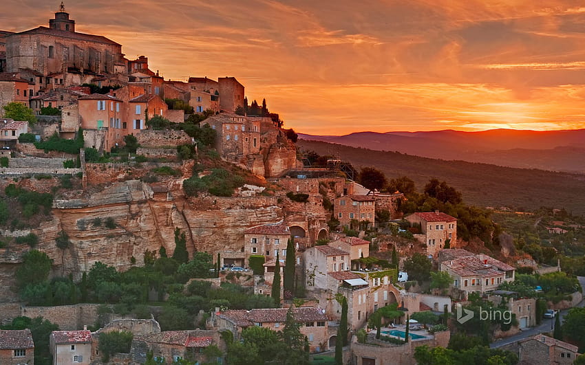 Gordes Provence Alpes Cte dAzur Fransa Bing, fransız köyü HD duvar kağıdı