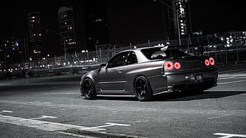 Nissan Skyline Gtr R Jdm Tuning Super Anime Girl Angel Energy Japanese Hieroglyph Neon Art Car