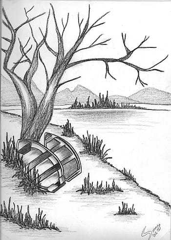 Scenery Sketch Drawing Pic - Drawing Skill