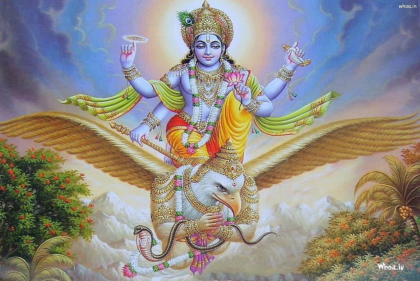 Lord Vishnu Setting On Garuda Art, sudarshan chakra papel de parede HD