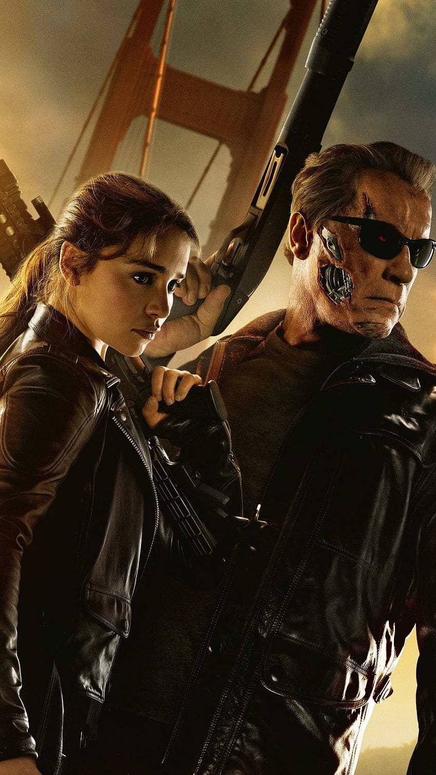 Terminator: Genisys, Emilia Clarke, Arnold, terminator genisys iphone HD phone wallpaper