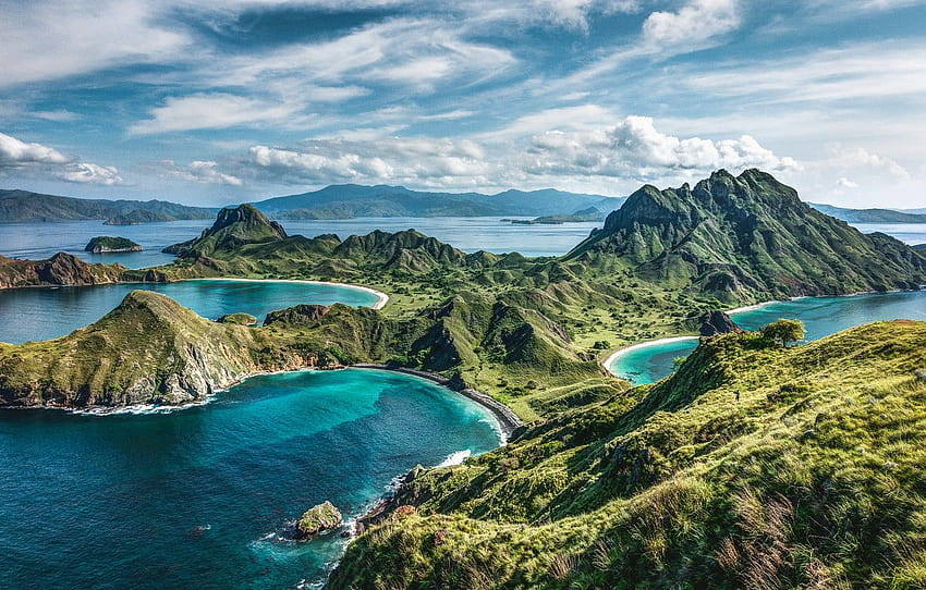 Meer, Inseln, Indonesien, Nationalpark Komodo, Abschnitt пейзажи, Insel Komodo HD-Hintergrundbild