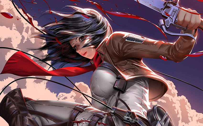 Anime, Attack On Titan, Mikasa Ackerman, , Background, 64df3b, aot mikasa HD wallpaper