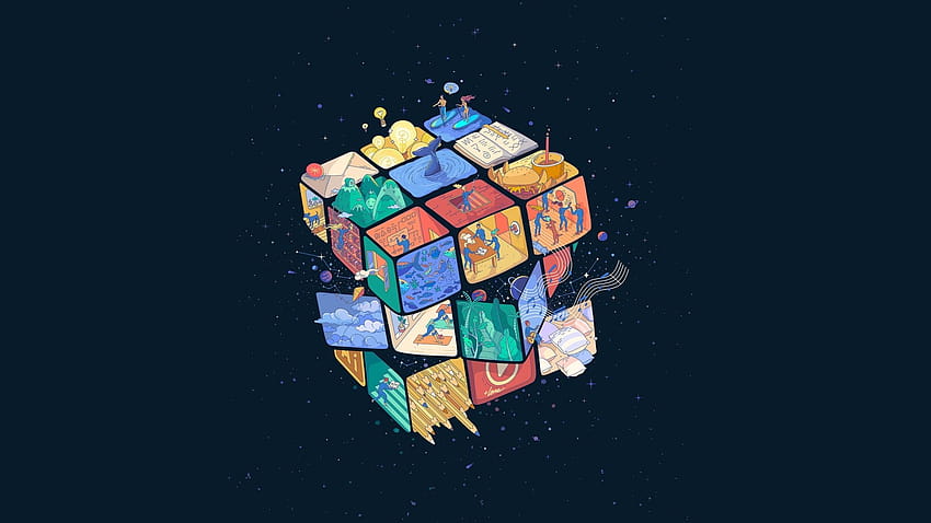 2 Cubo de Rubik e fundos, cubo legal de rubiks papel de parede HD