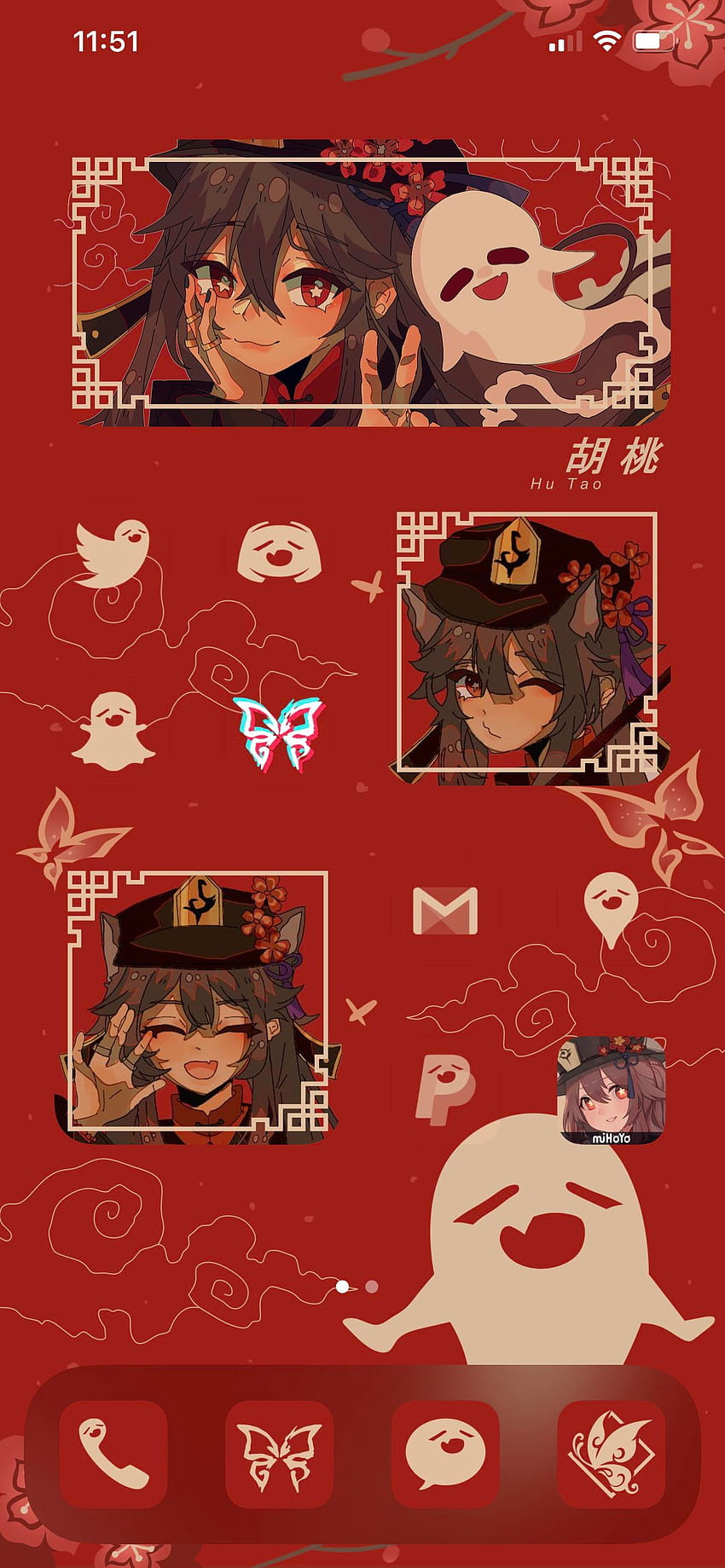 Saya menyesuaikan ponsel saya dengan tema Hu Tao!, estetika hu tao wallpaper ponsel HD