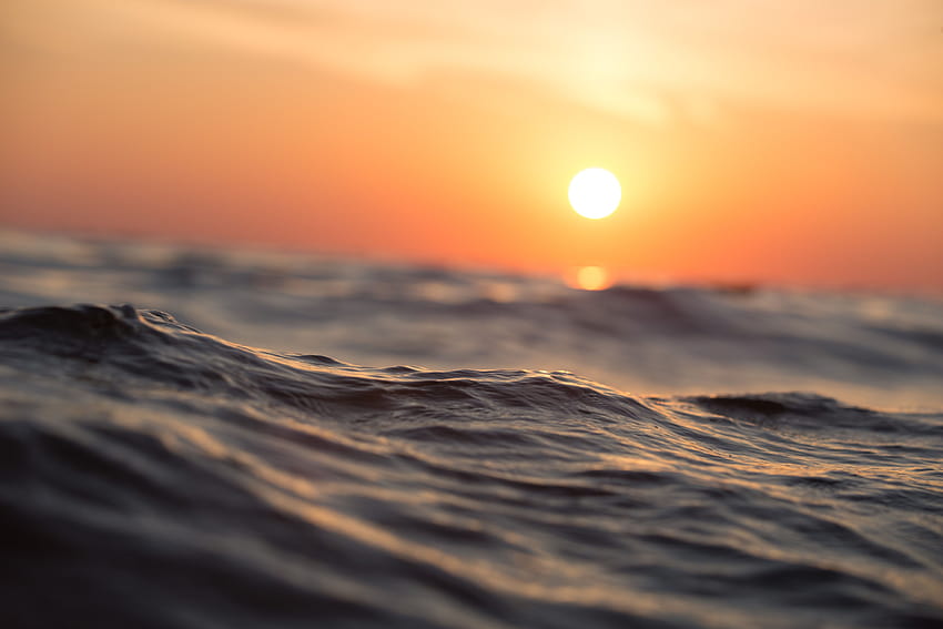 Specchio d'acqua durante l'ora d'oro · Stock, spiaggia all'alba Sfondo HD