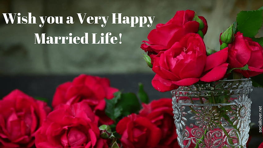 Happy married life, wedding day with wishes and quotes, marriage wishes HD wallpaper