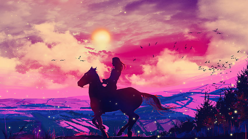 2560x1440 Horse Dream Ride 1440P Resolution , Backgrounds, and, pink horse HD wallpaper