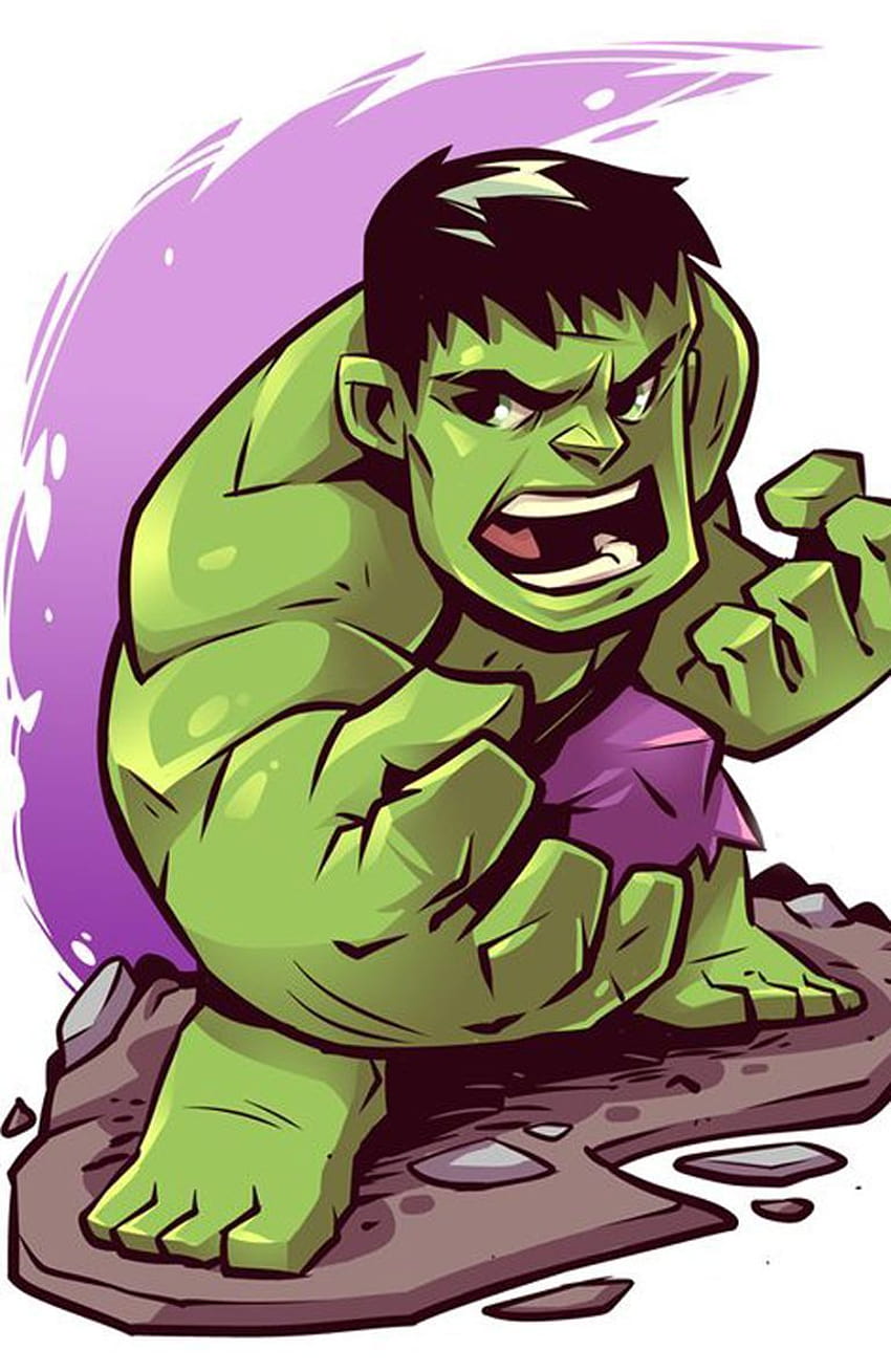 Chibi Hulk auf Hund, Chibi-Marvel-Cartoon-Telefon HD-Handy-Hintergrundbild