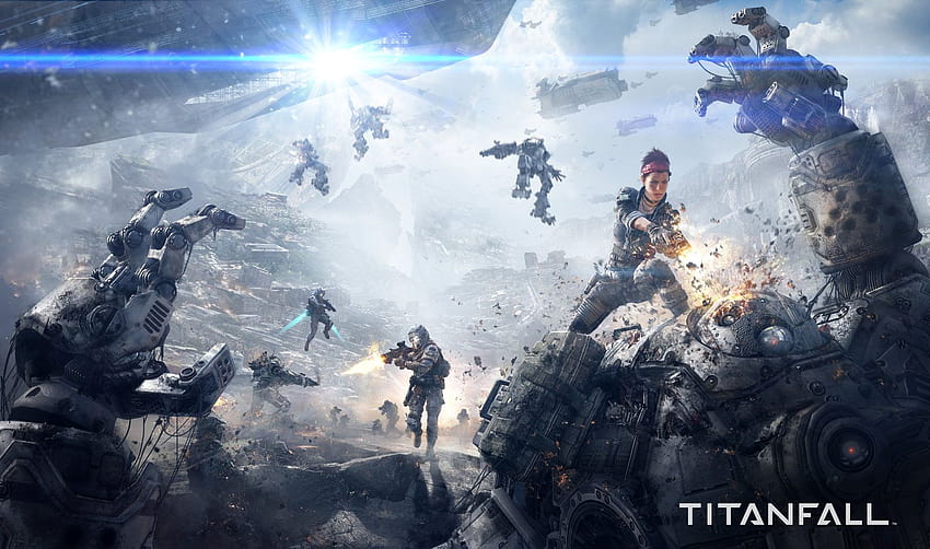 Titanfall Female Pilot Destroying Titan, titanfall multiplayer HD wallpaper