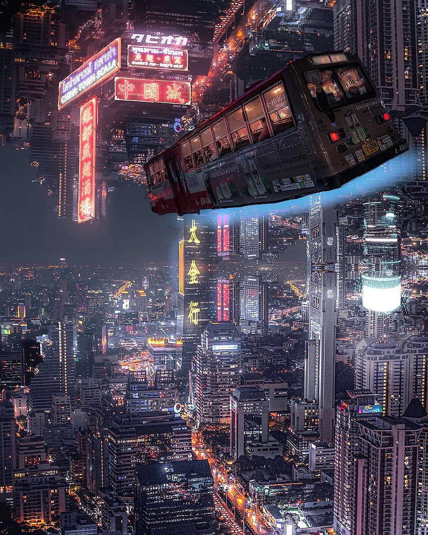 CYBERPUNK&NEON&CITY on Instagram: “Art by, 美的未来都市 HD電話の壁紙