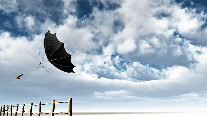 Nuages ​​​​nature parapluies skyscapes venteux clôture en bois Fond d'écran HD