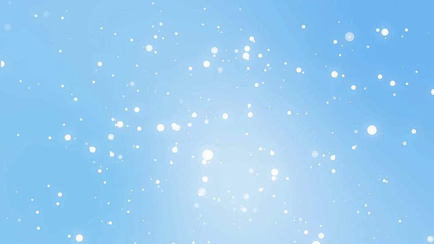 Partikel kepingan salju putih bercahaya jatuh dengan latar belakang teal muda dan terang Wallpaper HD