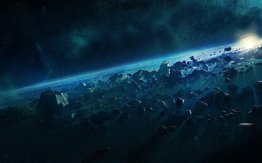 Digital Art Asteroid Belt HD wallpaper