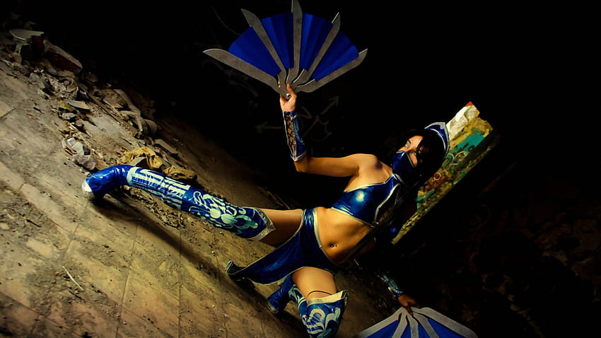 : Kitana, Mortal Kombat, niebieski, cosplay, gry wideo, kobiety, model 1920x1080, Mortal Kombat cosplays Tapeta HD