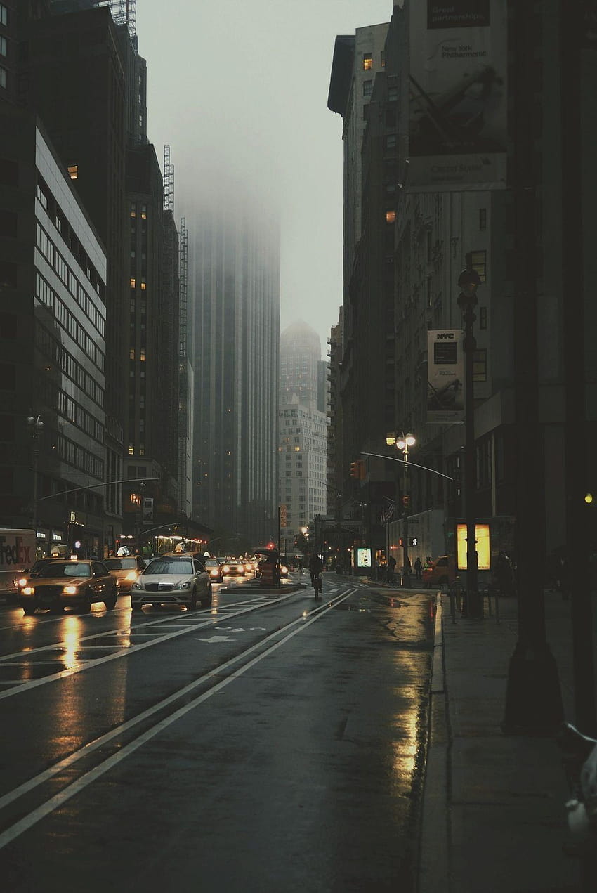 Regen in der Stadt HD-Handy-Hintergrundbild