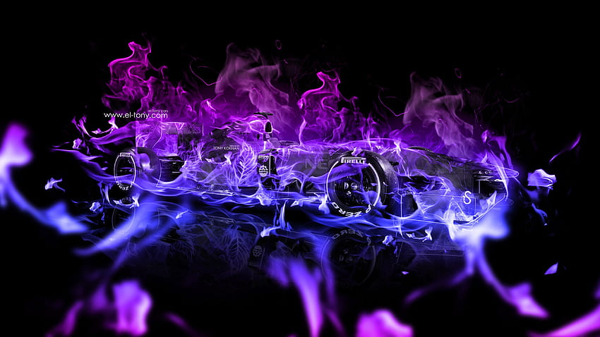 F1 Super Fire Abstract Car 2015、紫色の火 高画質の壁紙