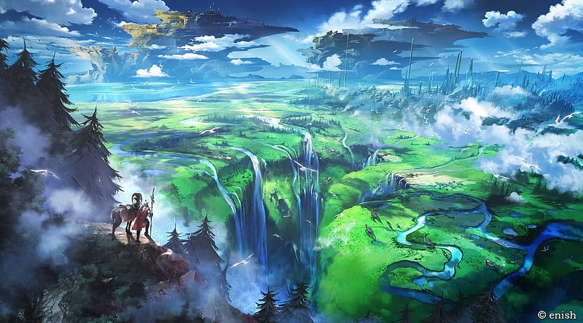 aalge building city clouds landscape original scenic sky water, sky water anime HD wallpaper