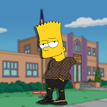 Bart hypebeast, louis vuitton, bape, off white, yeezy, rolex, art, drawing,  simpsons, HD phone wallpaper