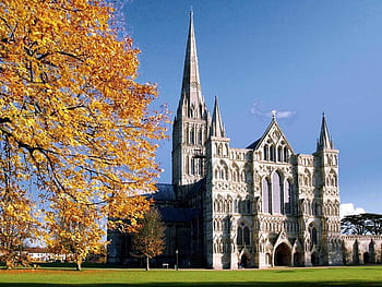 England Salisbury Cathedral Wiltshire Sky Temples Cities HD wallpaper ...