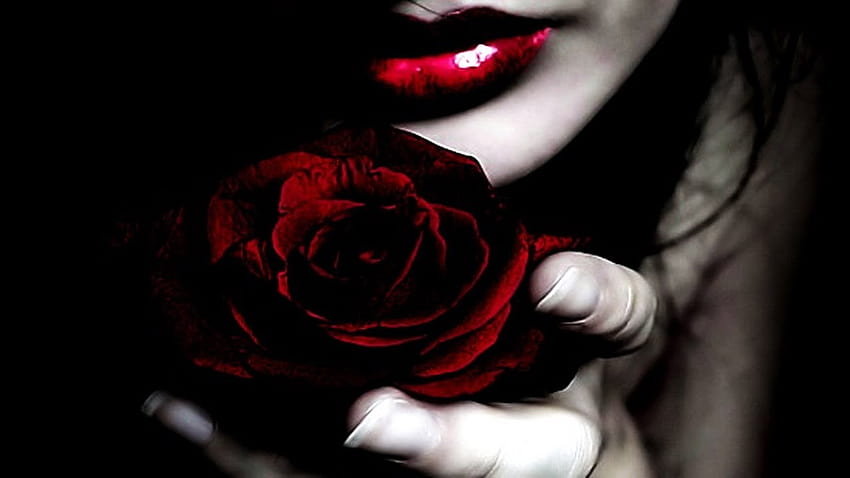 Czerwone usta różane tła, czerwona szminka Tapeta HD