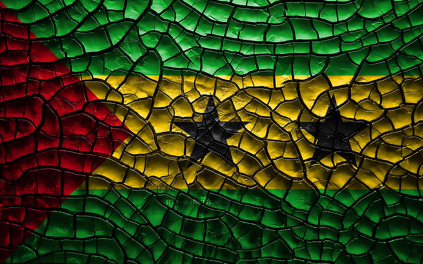Flag of Sao Tome and Principe cracked [3840x2400] for your , Mobile & Tablet HD wallpaper