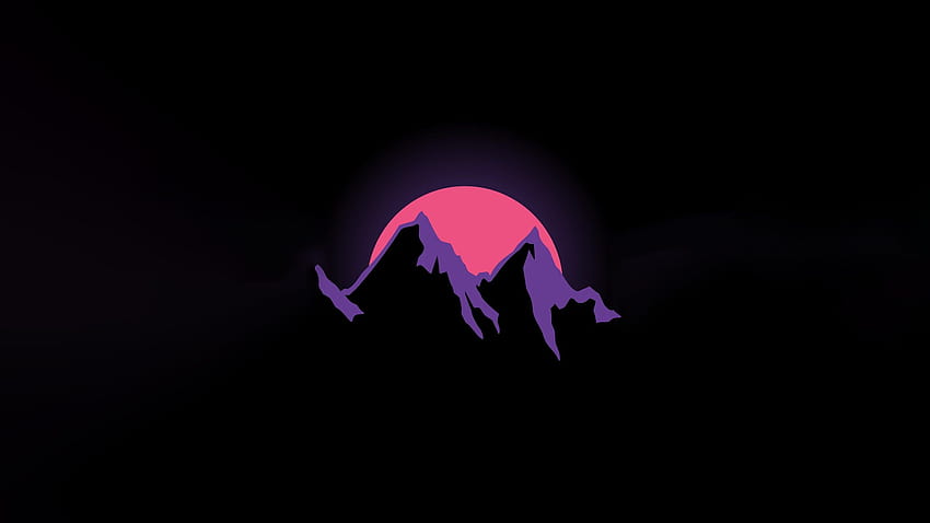 silueta de montaña ... foru, negro púrpura minimalista fondo de pantalla