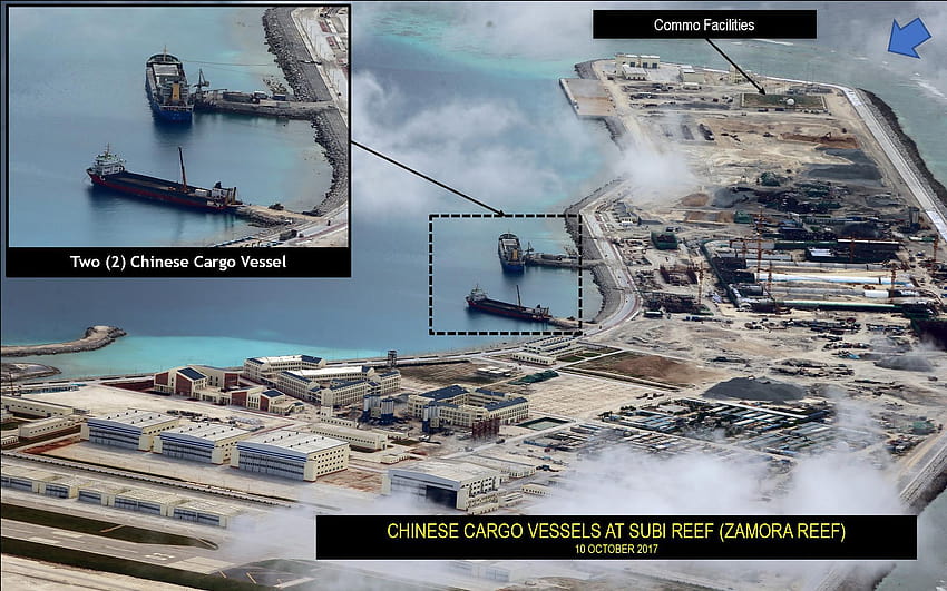 航空は、中国が南シナ海を横切って軍事基地の帯をどのように建設したかを明らかにし、「抑制されていない」権力のショーである 高画質の壁紙