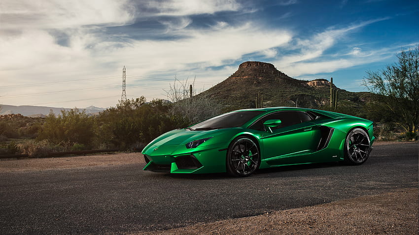 Lamborghini Aventador Green , Cars, green sports car HD wallpaper