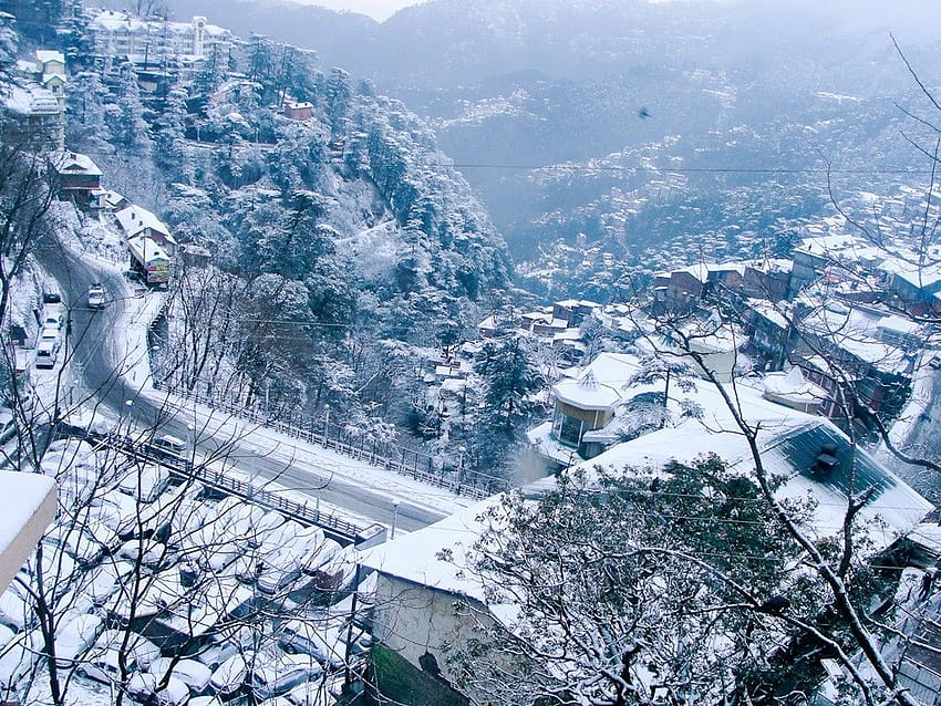 Bellissima stazione di Shimla Winter Hill Sfondo HD
