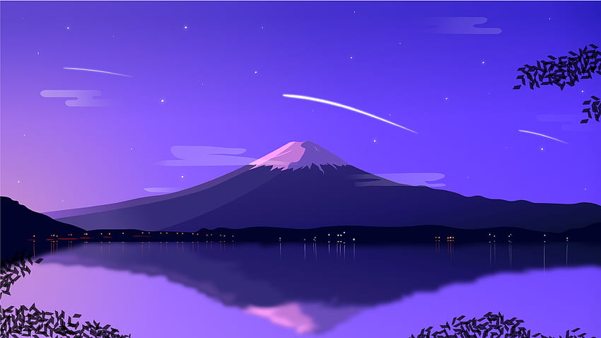 تويتر \, планината Фуджи лилаво HD тапет
