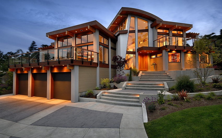 Style exterior houses indoors interior, modern houses HD wallpaper
