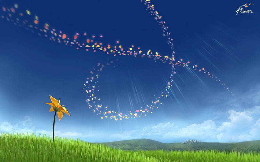 Çiçek. Güzellik, rüzgar ve hareketle dolu basit ve eğlenceli bir oyun, çiçek video oyunu HD duvar kağıdı