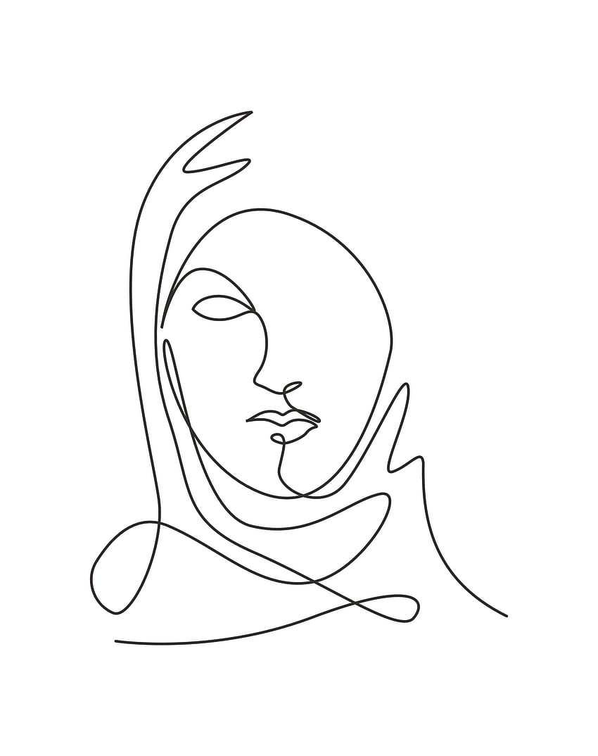 Single continuous line drawing beautiful aesthetic portrait woman abstract face. Pretty female silhouette in hijab minimalist style concept. Trendy one line draw design vector graphic illustration 3594032 Vector Art at Vecteezy, aesthetic women face HD phone wallpaper