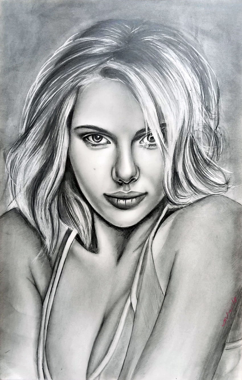 Scarlett Johansson Pencil drawing, women pencil drawing HD phone ...