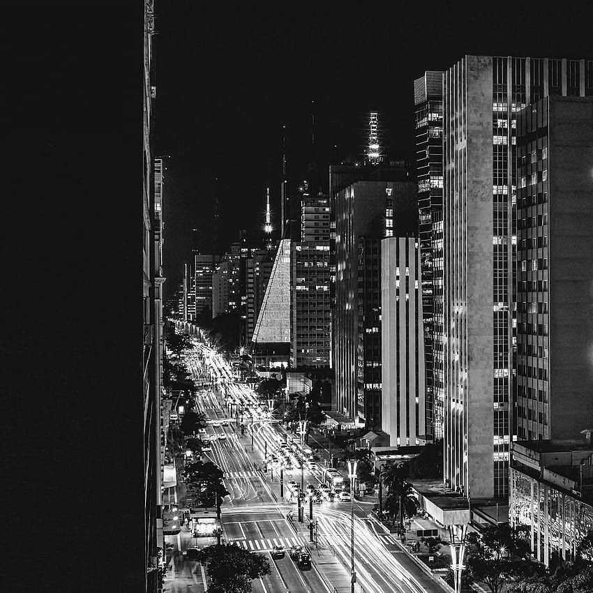 City Night View Urban Street Bw Dark iPad Air, city black HD phone wallpaper