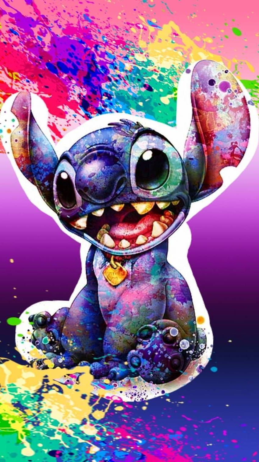 Stitch splash color by Glendalizz69, rainbow and stitch HD phone wallpaper
