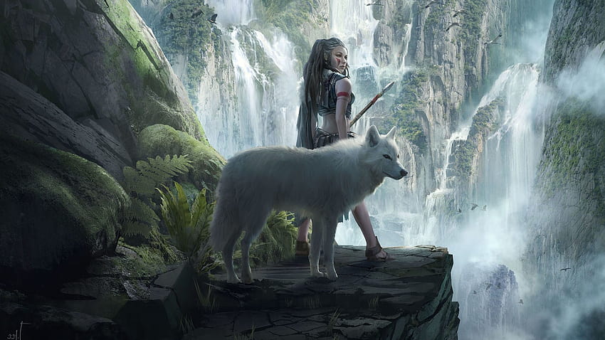 Fantasy Women Warrior, wolf warrior HD wallpaper