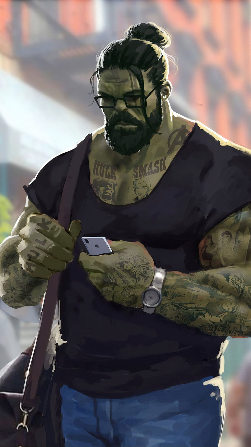 Profesor Hulk Man Bun en 2020, avengers endgame hulk fondo de pantalla del teléfono