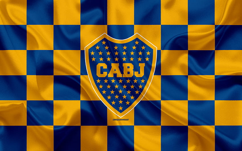 Boca Juniors, 로고, 크리에이티브 아트, 파란색 노란색 체크 무늬, boca jr HD 월페이퍼
