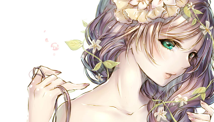 Beautiful anime girl, raining, umbrella, purple eyes, blue flowers, Anime,  HD wallpaper | Peakpx