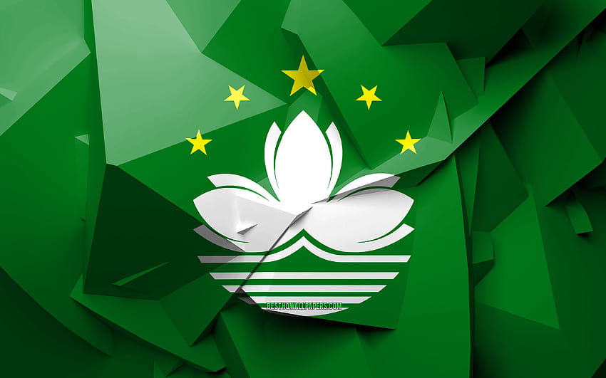 Flag of Macau, geometric art, Asian countries, Macau flag, creative, Macau, Asia, Macau 3D flag, national symbols with resolution 3840x2400. High Quality HD wallpaper