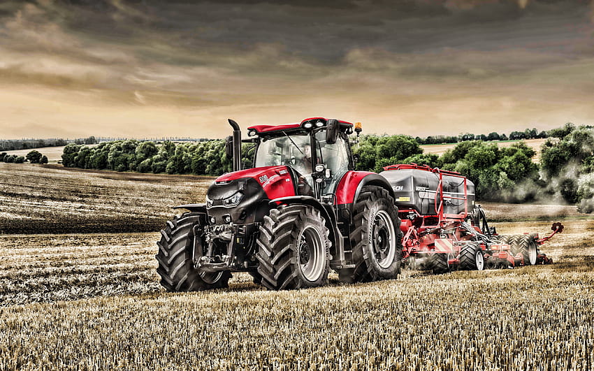Case IH Optum 300 CVX, fertilizer fields, 2019 tractors, agricultural machinery, new Optum 300 CVX, R, agriculture, harvest, tractor in the field, Case with resolution 3840x2400. High HD wallpaper
