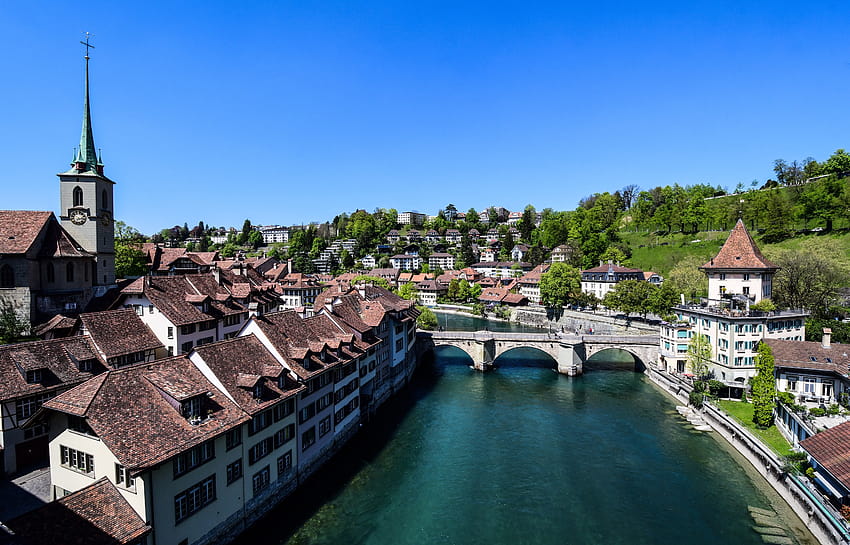 Bern Switzerland river Aare, Bern HD wallpaper