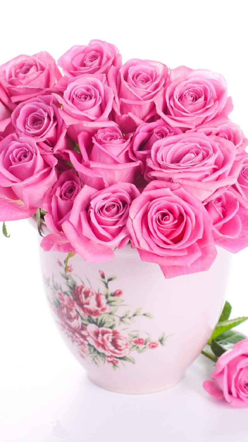 Vaso de flor de rosa rosa Android, vaso de flores Papel de parede de celular HD