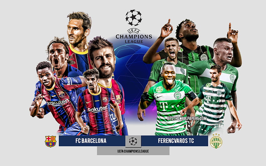 FC Barcelona vs Ferencvaros, Group G, UEFA Champions League, Preview, promotional materials, football players, Champions League, football match, Ferencvaros, FC Barcelona with resolution 2880x1800. High Quality HD wallpaper