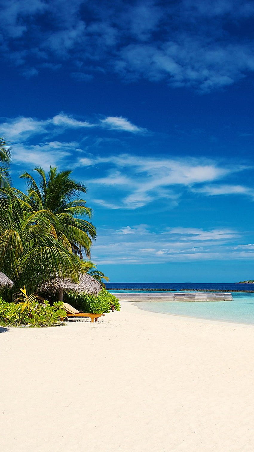 Hermosa playa naturaleza y cielo azul móvil, naturaleza playa Android móvil fondo de pantalla del teléfono