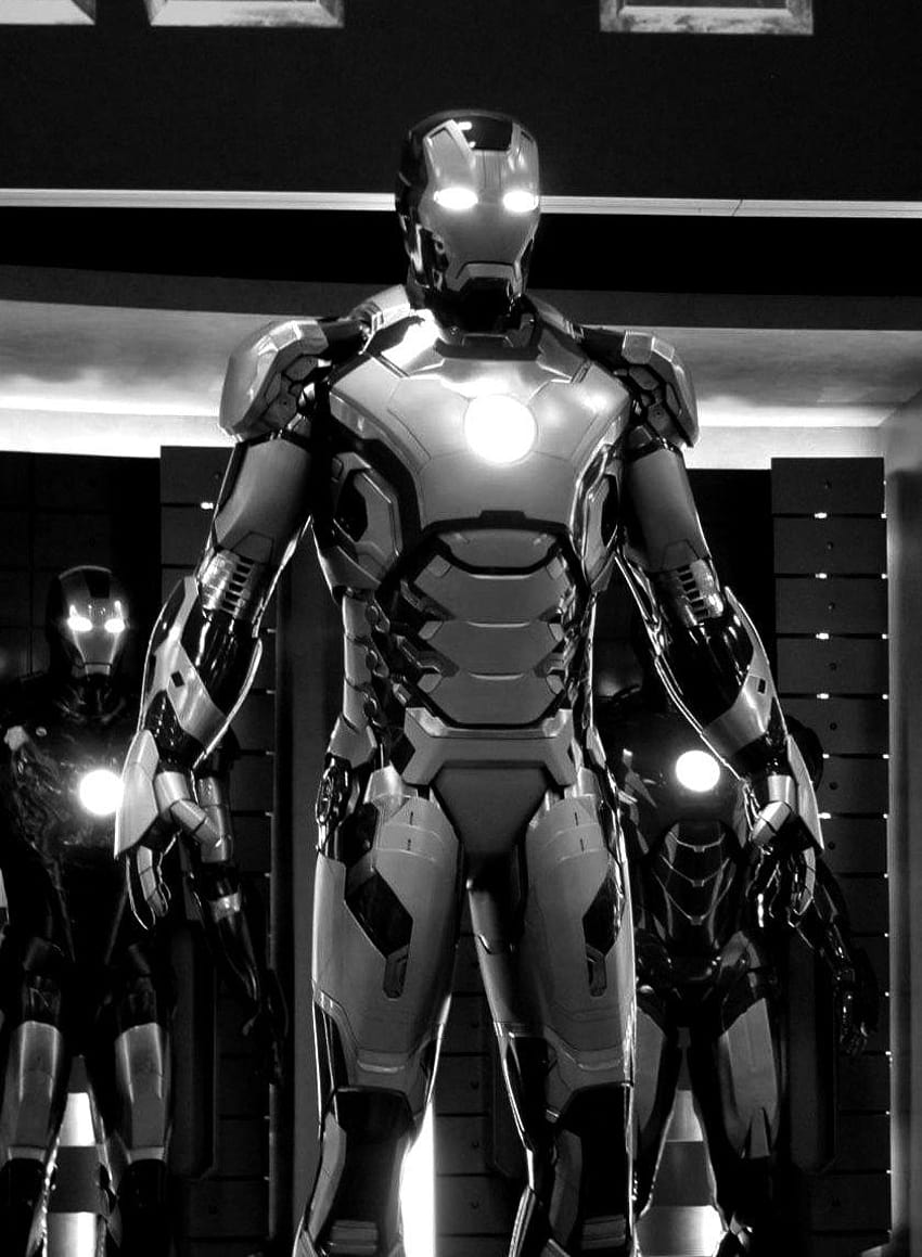Iron Man in bianco e nero, vestito di Iron Man Sfondo del telefono HD