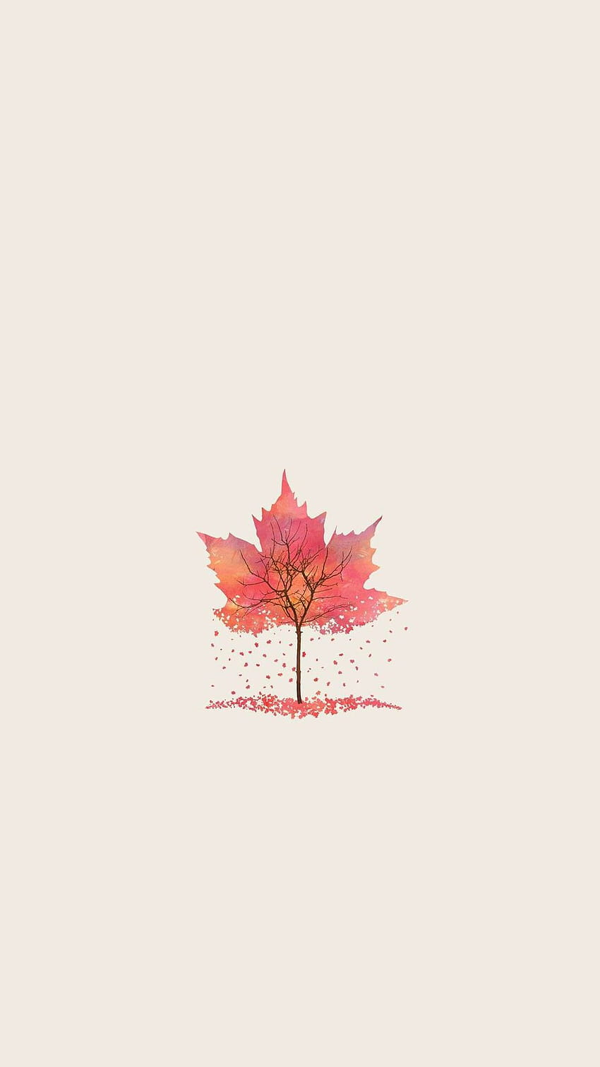Minimal Autumn Tree Leaf Illustration Android, simpatico androide minimalista Sfondo del telefono HD