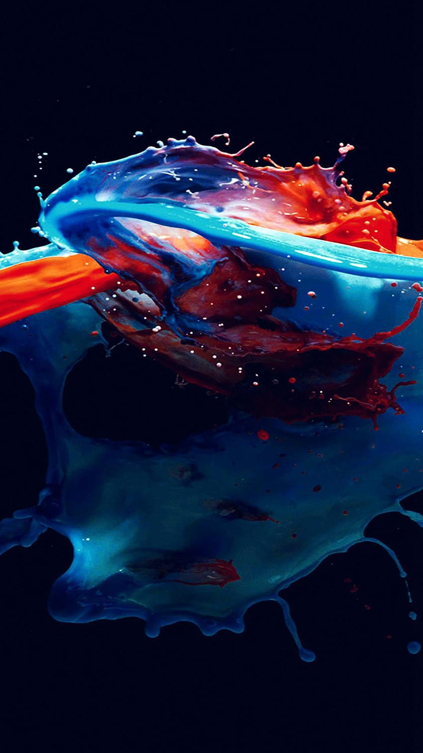 Paint Splash Art Illust สีน้ำเงินเข้ม สีแดง สีน้ำ iPhone 8 วอลล์เปเปอร์โทรศัพท์ HD